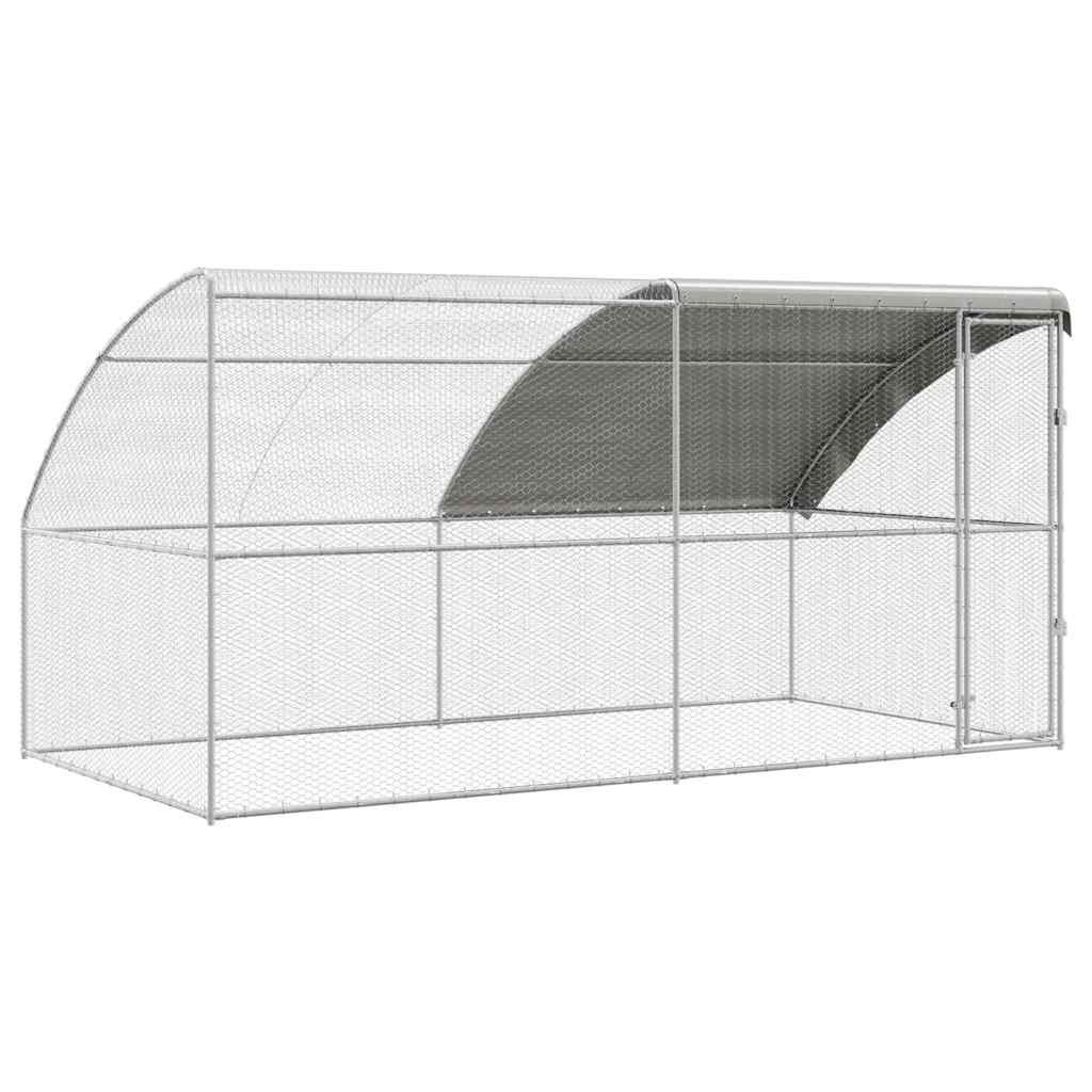 Chicken Cage with 1 Door 2 pcs Silver 400x200x200cm