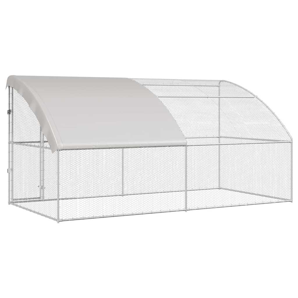 Chicken Cage with 1 Door 2 pcs Silver 400x200x200cm
