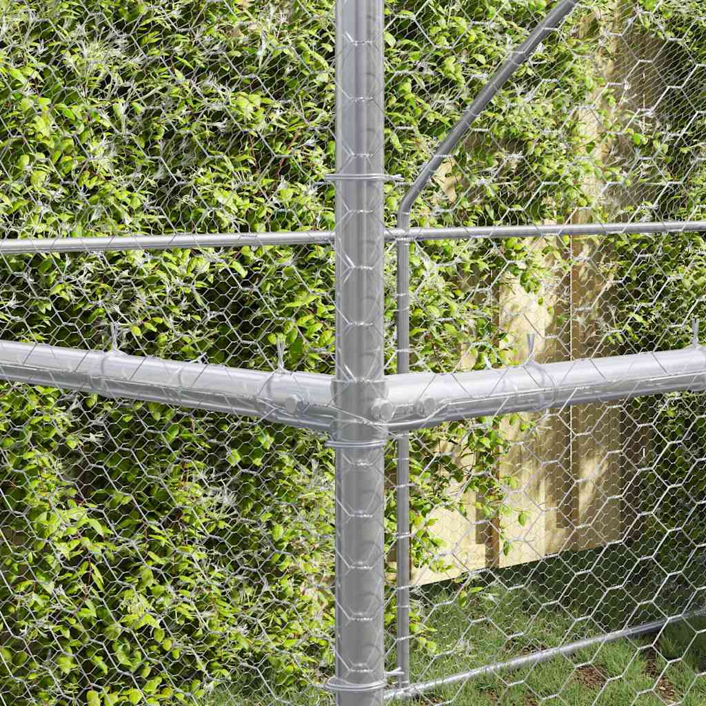 Chicken Cage with 1 Door 3 pcs Silver 600x200x200cm