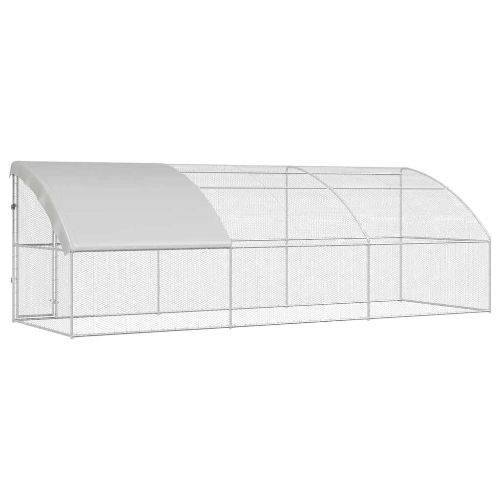 Chicken Cage with 1 Door 3 pcs Silver 600x200x200cm
