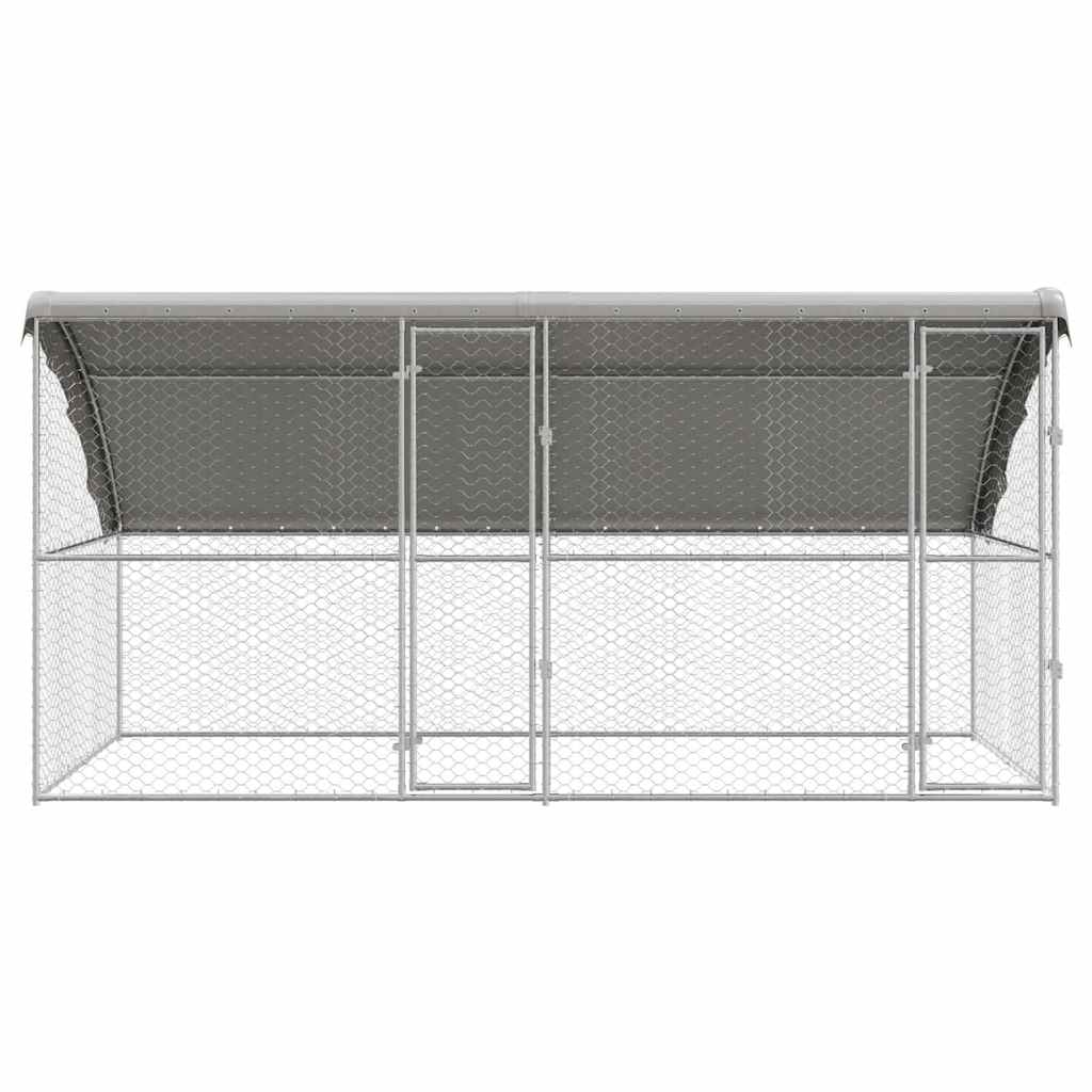 Dog Kennel 2 pcs Silver 4 x 2 x 2 m Galvanised steel