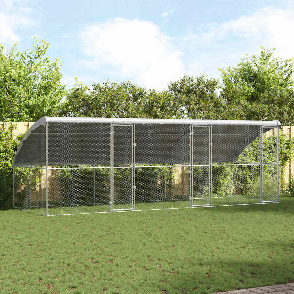 Dog Kennel 3 pcs Silver 6 x 2 x 2 m Galvanised steel
