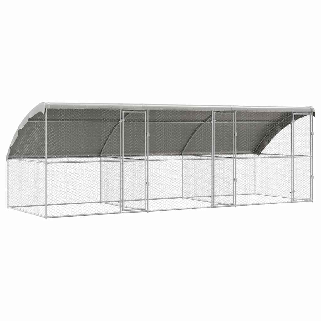 Dog Kennel 3 pcs Silver 6 x 2 x 2 m Galvanised steel