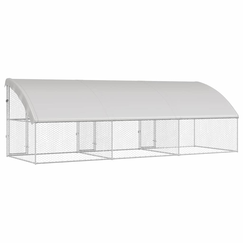 Dog Kennel 3 pcs Silver 6 x 2 x 2 m Galvanised steel