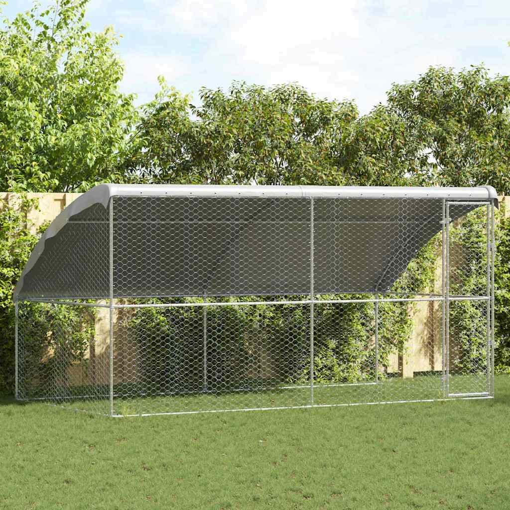 Dog Kennel 2 pcs Silver 4 x 2 x 2 m Galvanised steel
