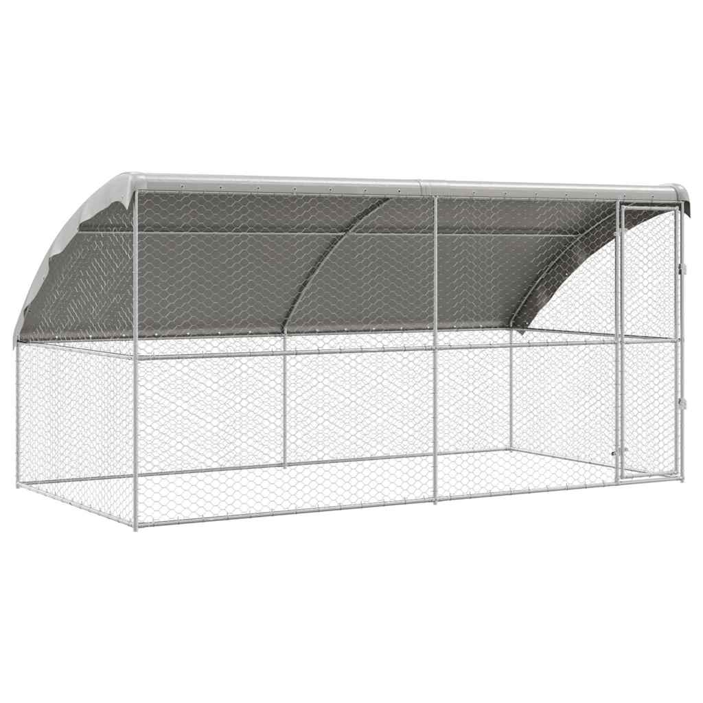 Dog Kennel 2 pcs Silver 4 x 2 x 2 m Galvanised steel