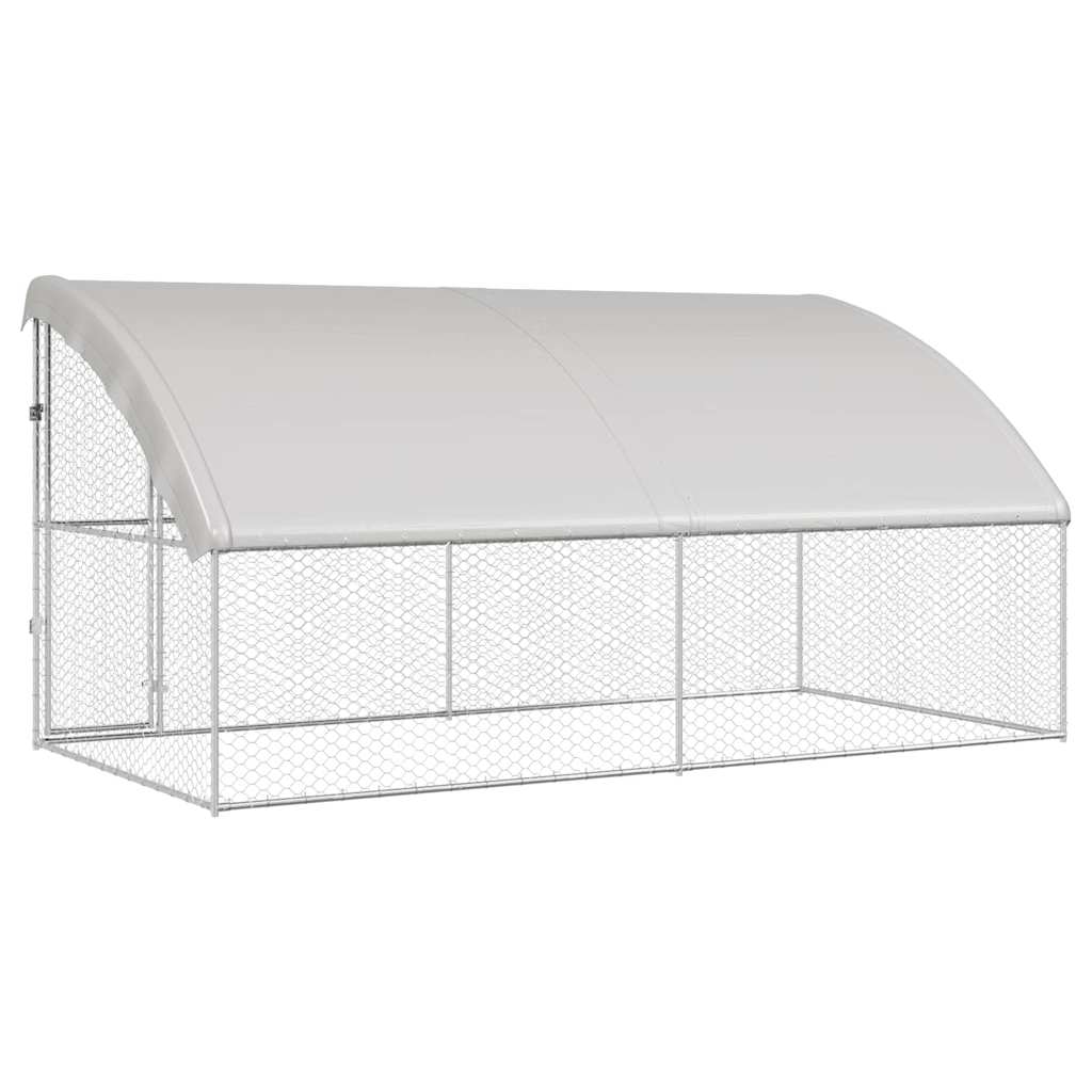 Dog Kennel 2 pcs Silver 4 x 2 x 2 m Galvanised steel