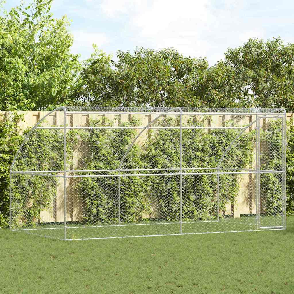 Dog Kennel 2 pcs Silver 4 x 2 x 2 m Galvanised steel