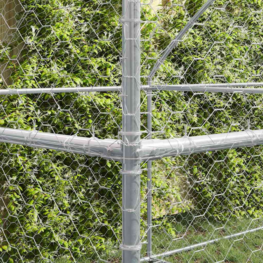 Dog Kennel 4 pcs Silver 8 x 2 x 2 m Galvanised steel