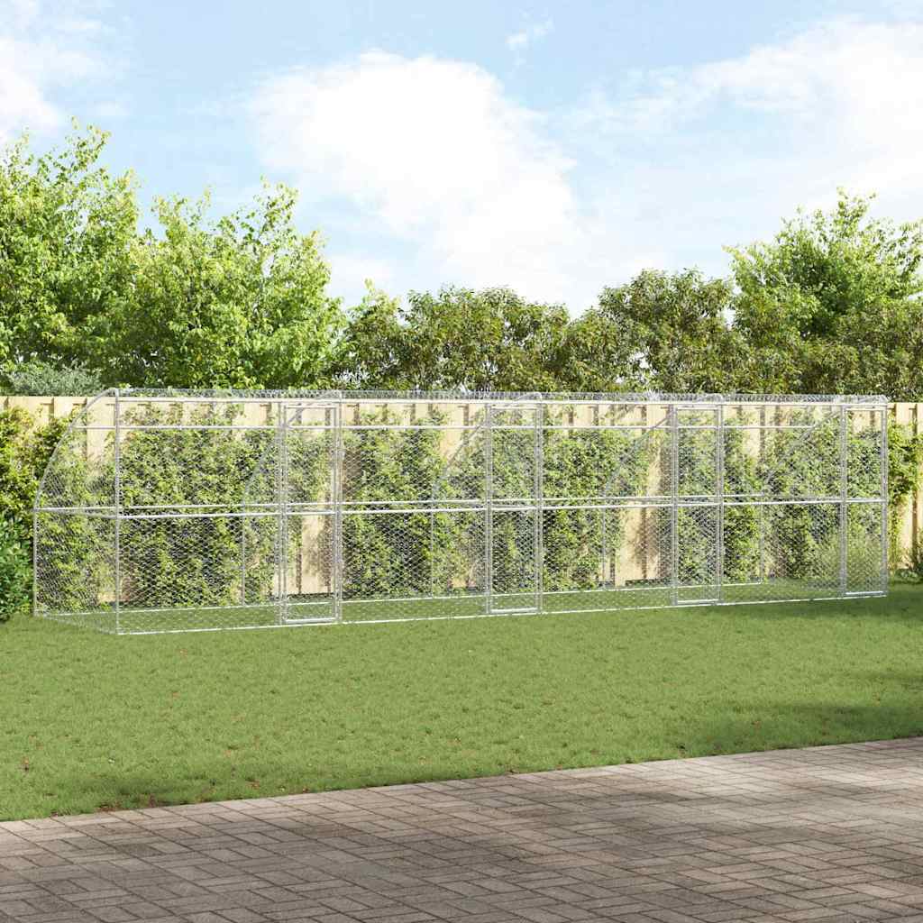 Dog Kennel 4 pcs Silver 8 x 2 x 2 m Galvanised steel