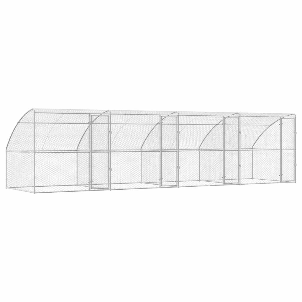 Dog Kennel 4 pcs Silver 8 x 2 x 2 m Galvanised steel