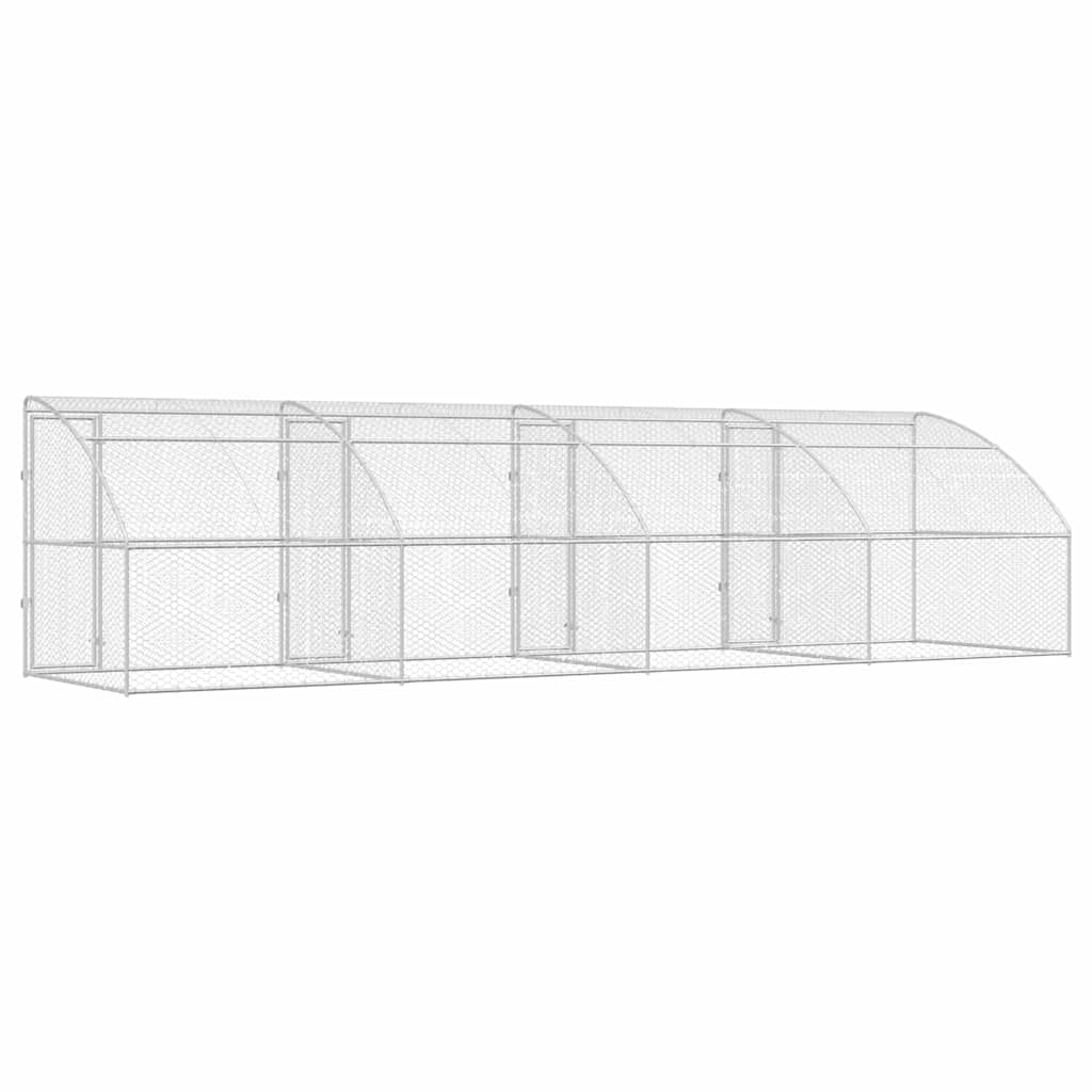 Dog Kennel 4 pcs Silver 8 x 2 x 2 m Galvanised steel