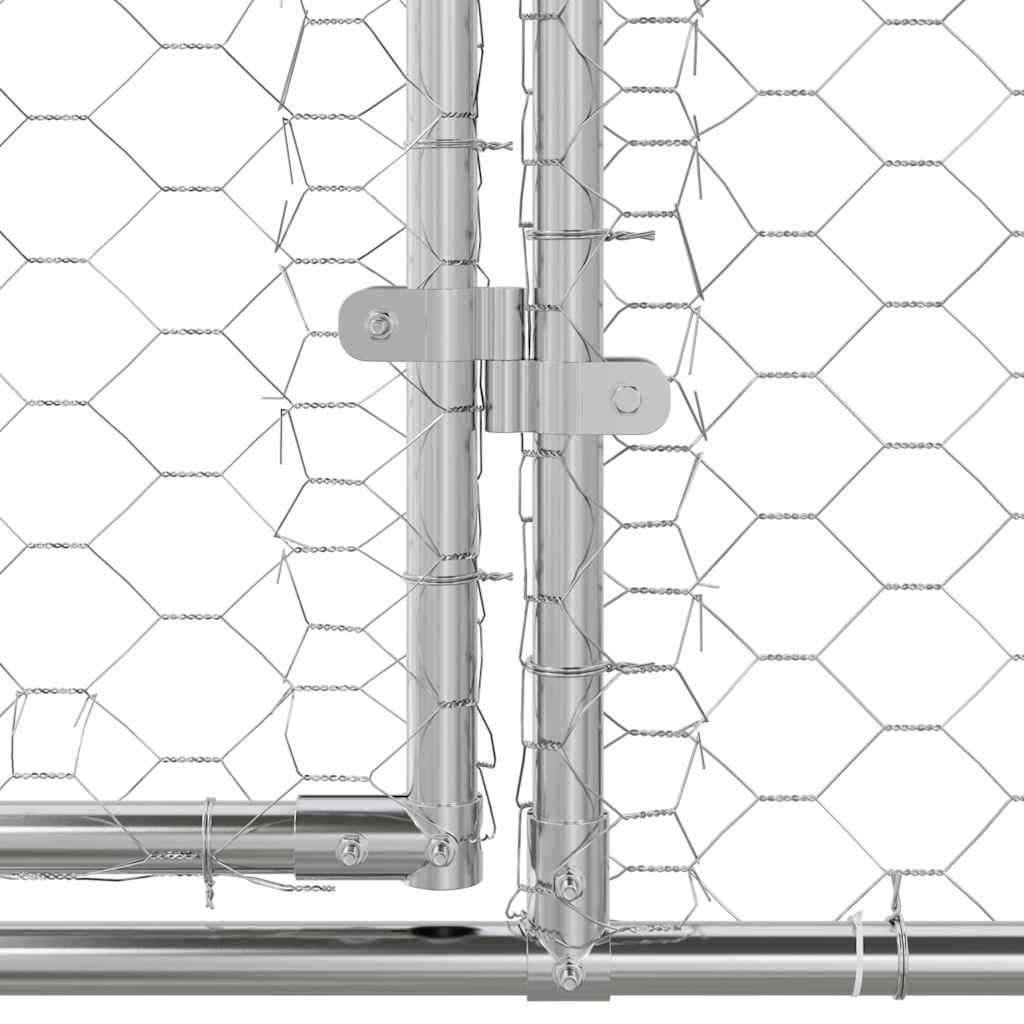 Dog Kennel 2 pcs Silver 4 x 2 x 2 m Galvanised steel