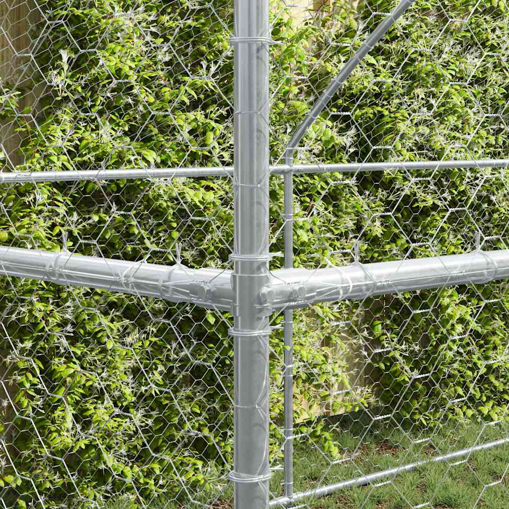 Dog Kennel 2 pcs Silver 4 x 2 x 2 m Galvanised steel