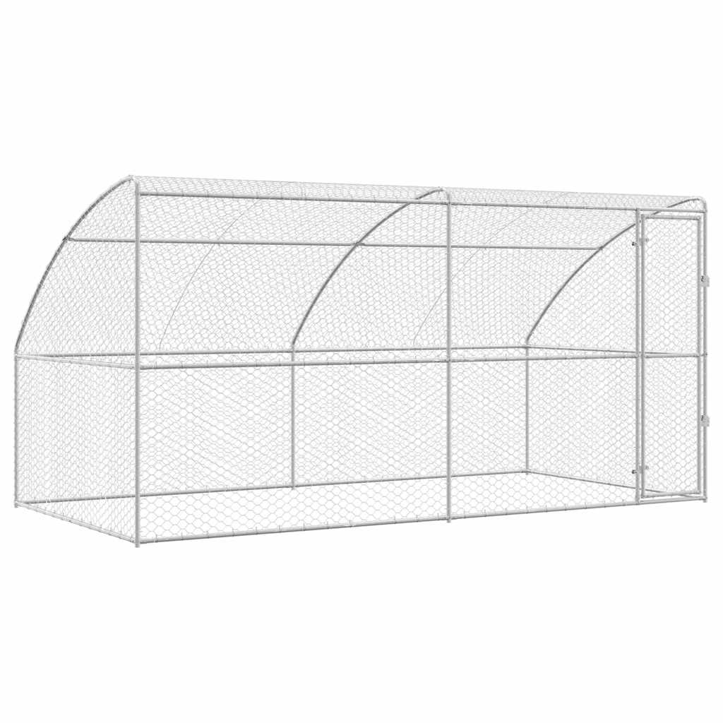 Dog Kennel 2 pcs Silver 4 x 2 x 2 m Galvanised steel