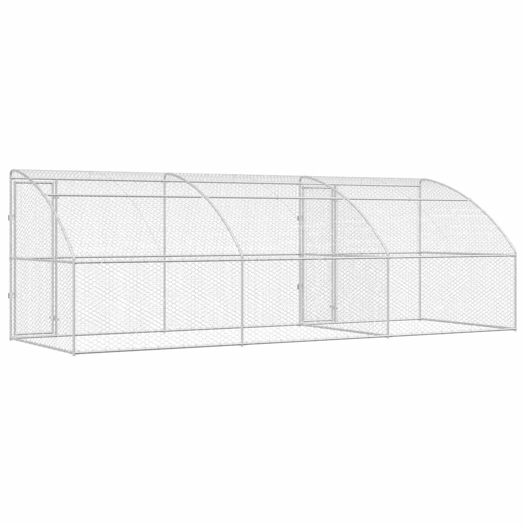 Dog Kennel 3 pcs Silver 6 x 2 x 2 m Galvanised steel