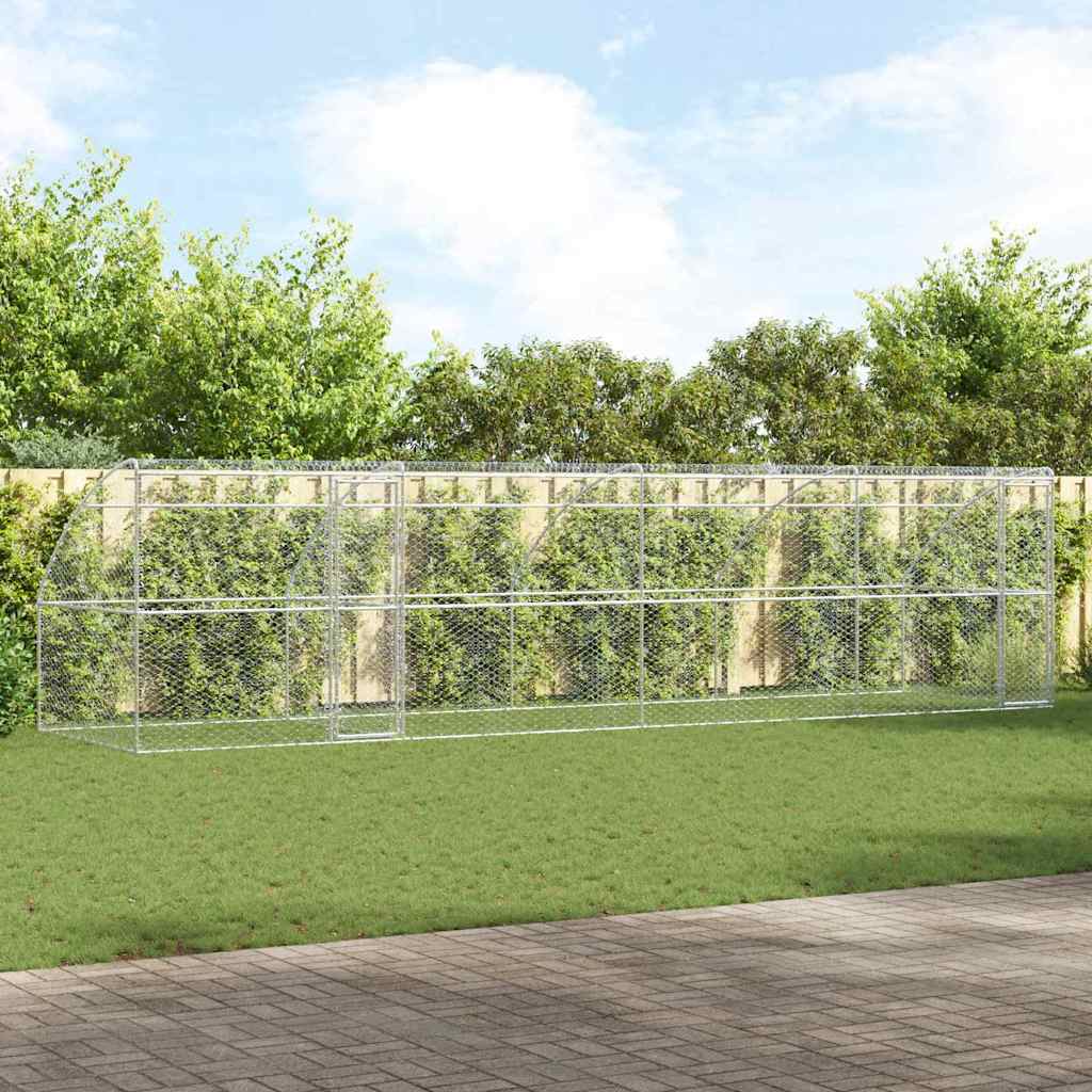 Dog Kennel 4 pcs Silver 8 x 2 x 2 m Galvanised steel