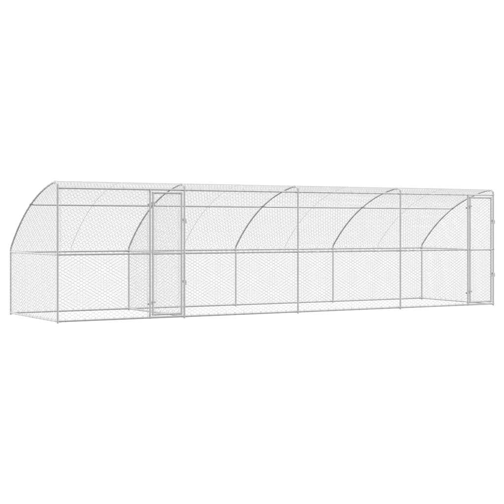 Dog Kennel 4 pcs Silver 8 x 2 x 2 m Galvanised steel