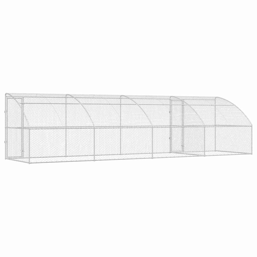 Dog Kennel 4 pcs Silver 8 x 2 x 2 m Galvanised steel