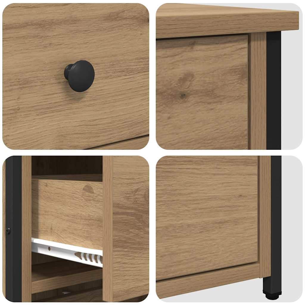Bedside Cabinet with Drawer Brown Solid Reclaimed Wood