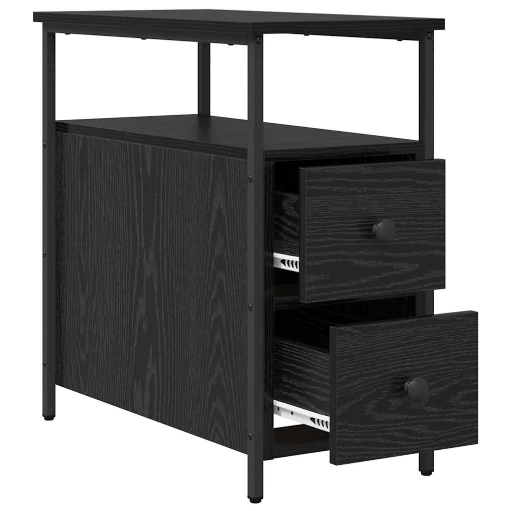 Bedside Cabinet Black oak 30 x 60 x 60 cm Engineered wood