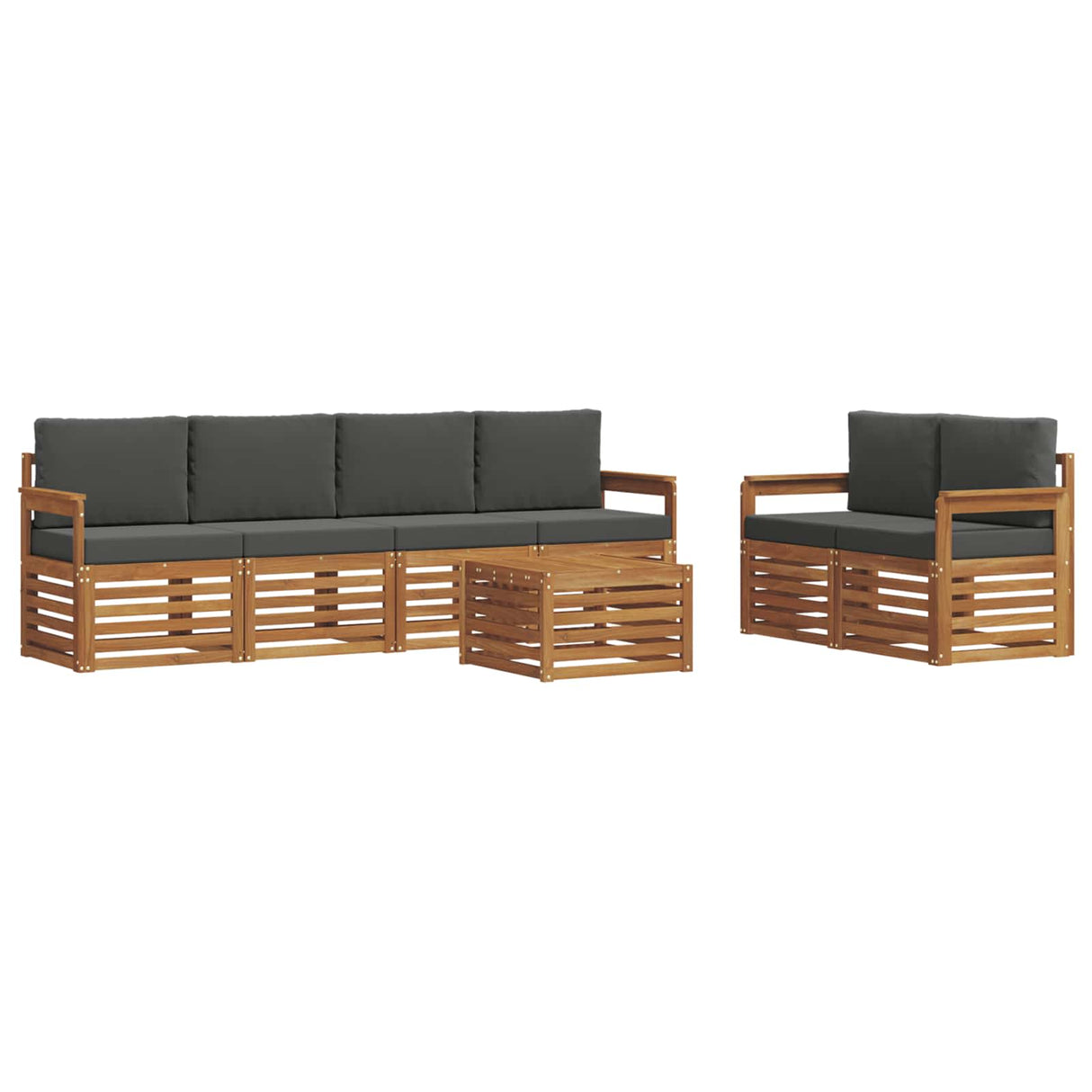 Outdoor Sofa Set 7 pcs Natural and Anthracite Solid Acacia Wood