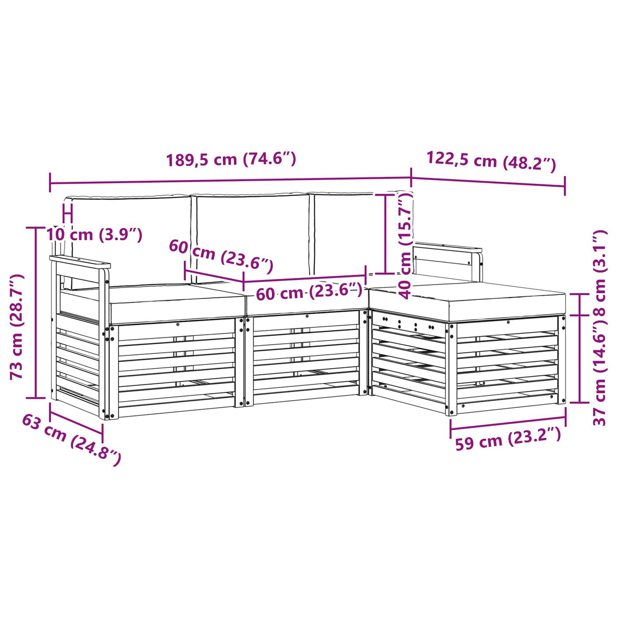 Outdoor Sofa Set with Cushion 4 pcs Natural and Anthracite