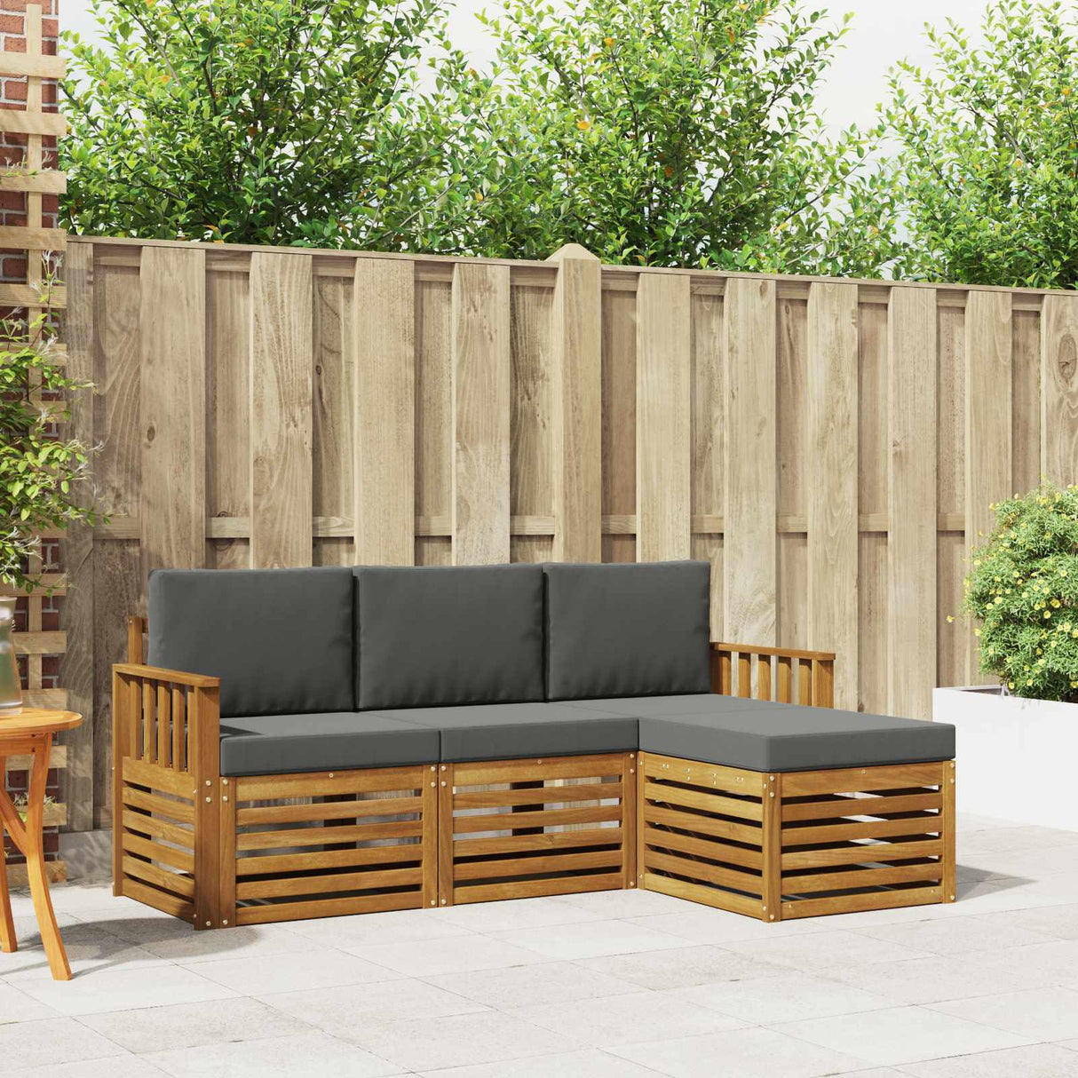 Outdoor Sofa Set 4 pcs Natural and Anthracite