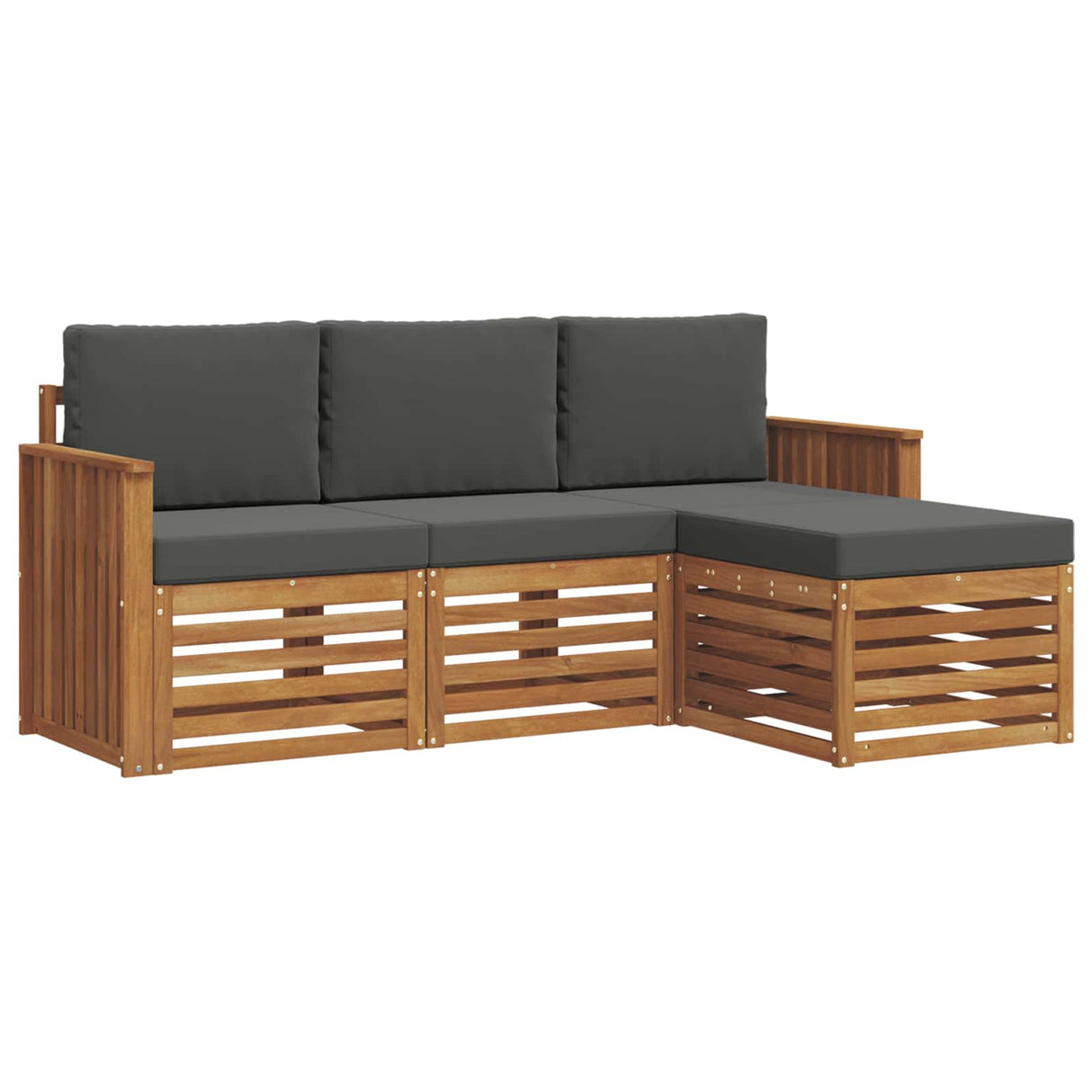 Outdoor Sofa Set 4 pcs Natural and Anthracite