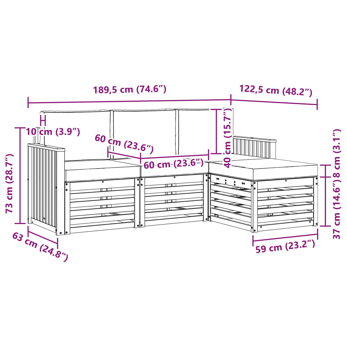 Outdoor Sofa Set with Cushion 4 pcs Natural and Anthracite
