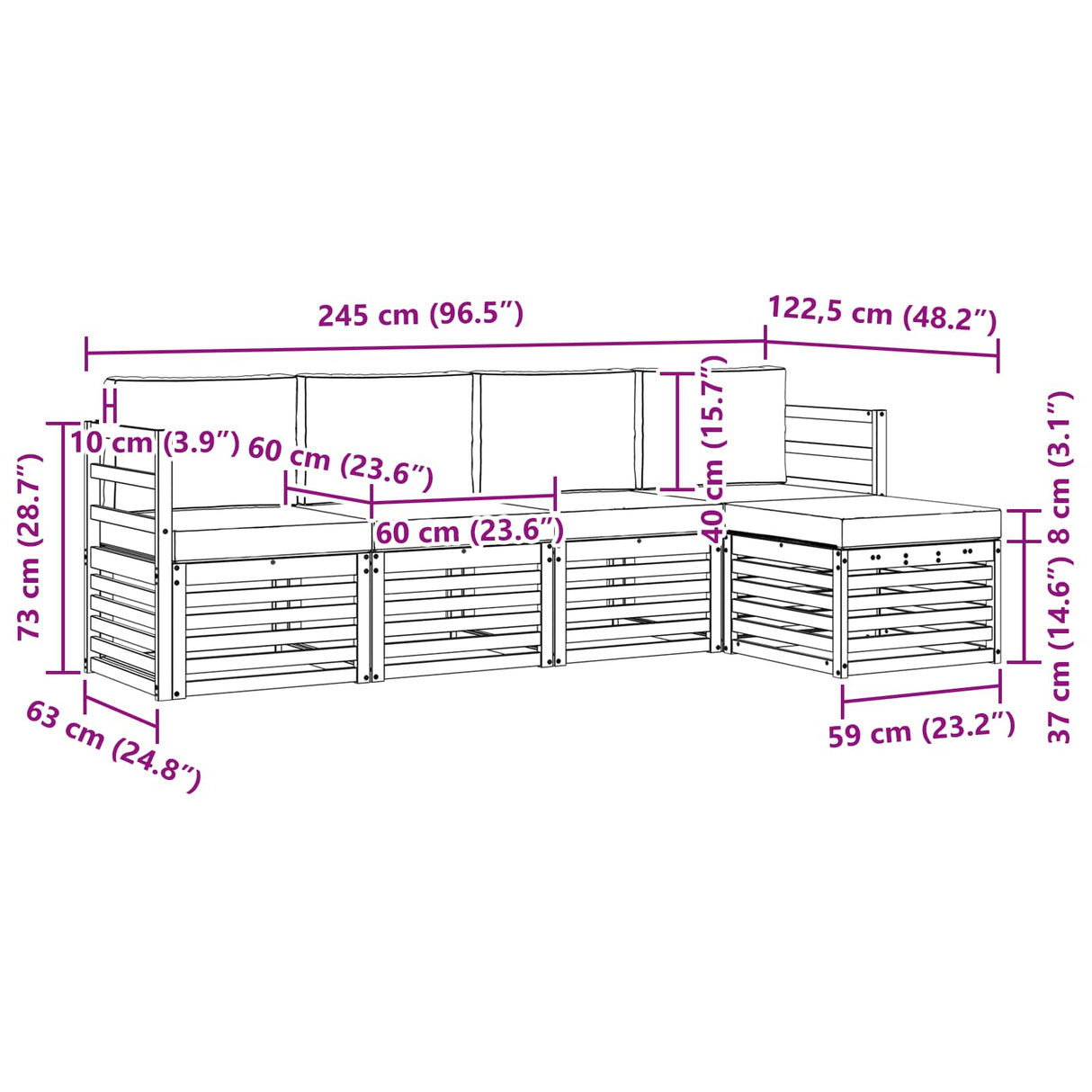 Outdoor Sofa Set 5 pcs Natural and Anthracite