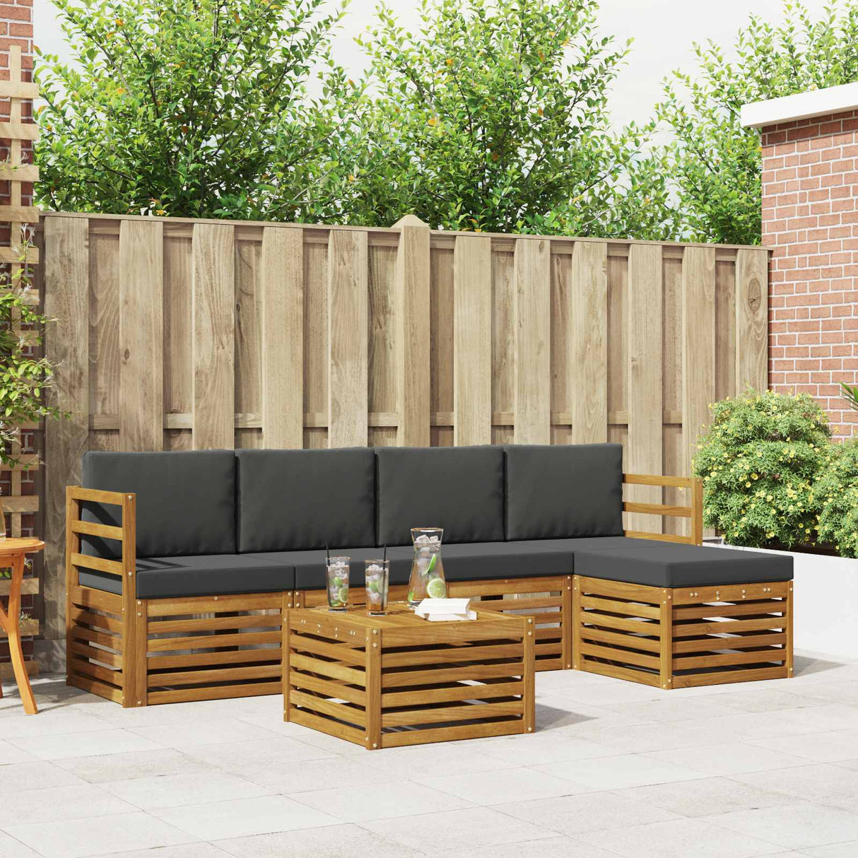 Outdoor Sofa Set 6 pcs Natural and Anthracite