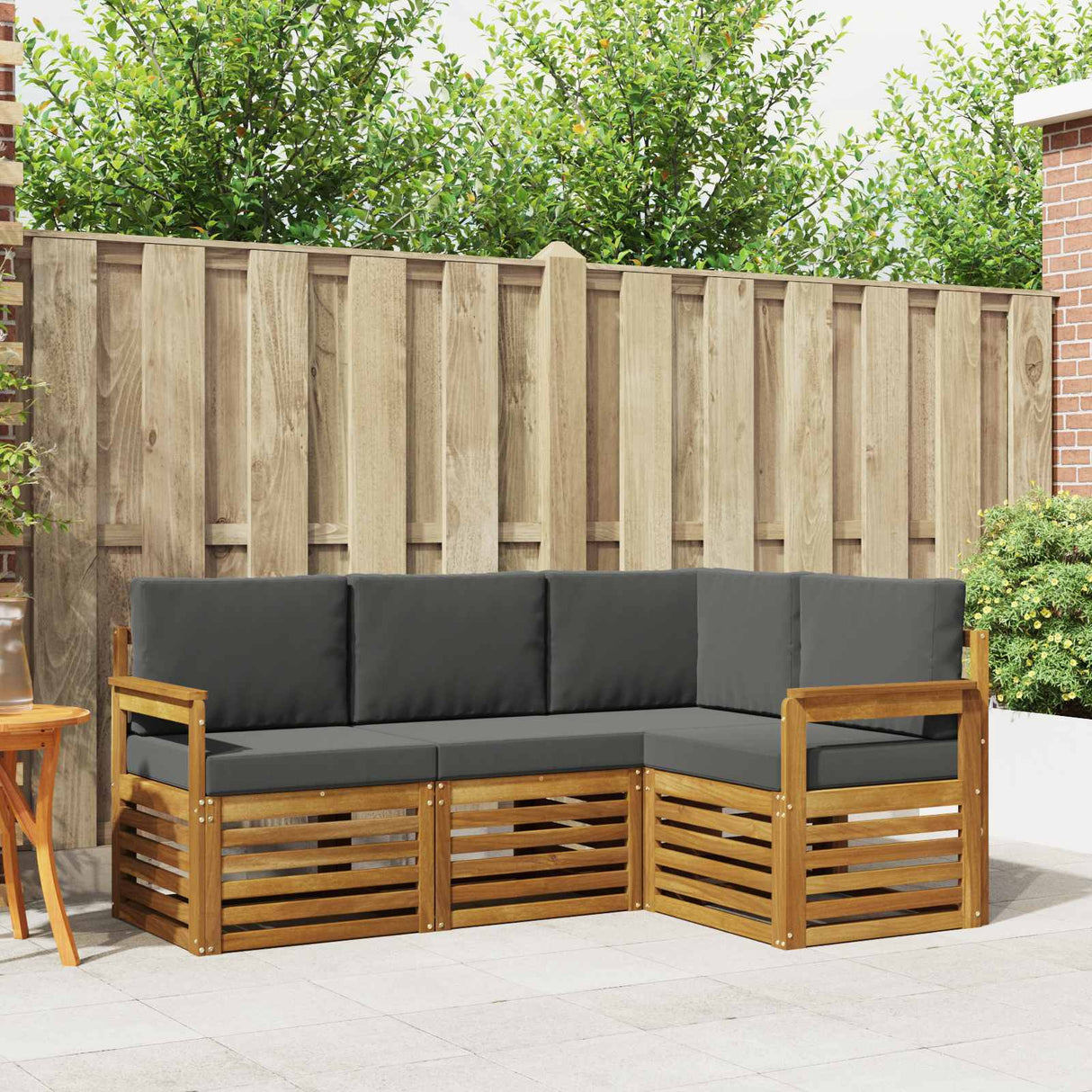 Outdoor Sofa Set 4 pcs Natural and Anthracite Polyester