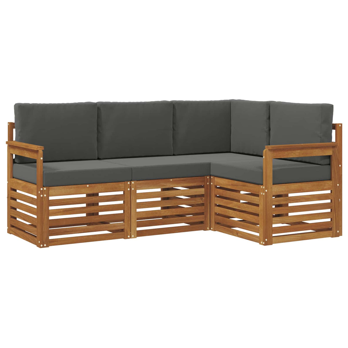 Sofa Sets 4 pcs Natural and Anthracite Solid Acacia Wood