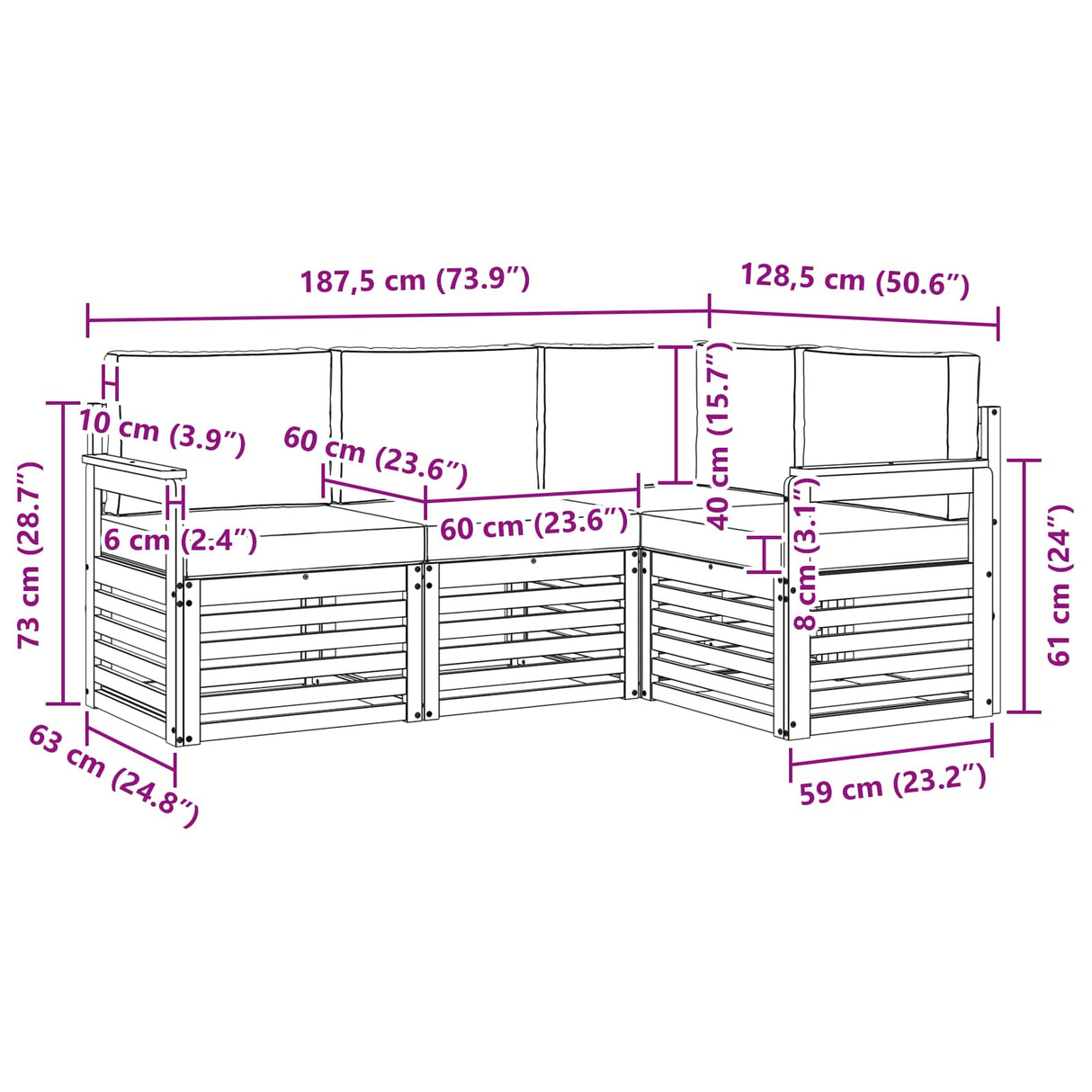 Outdoor Sofa Set 4 pcs Natural and Anthracite Polyester