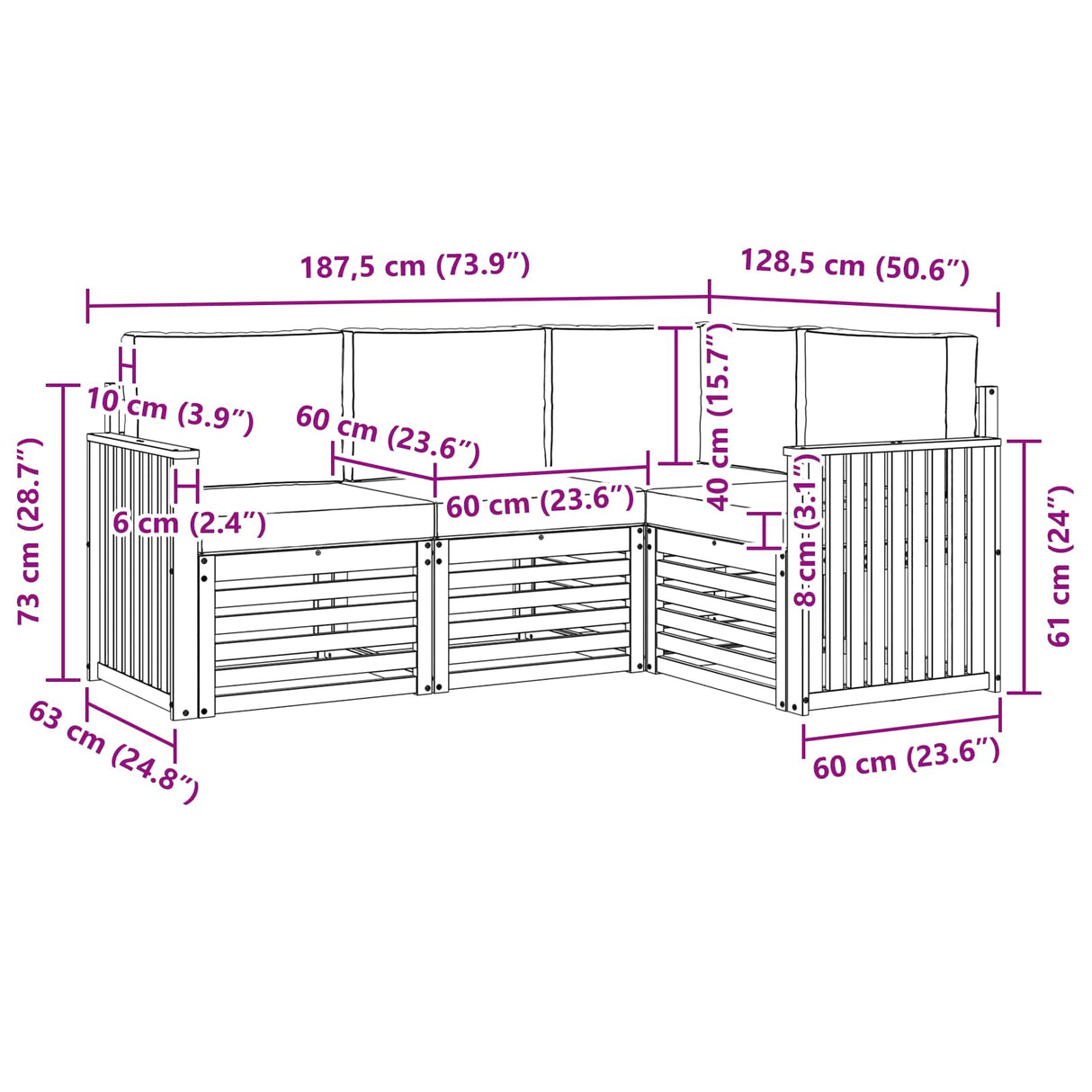 Outdoor Sofa Set 4 pcs Natural and Anthracite Polyester