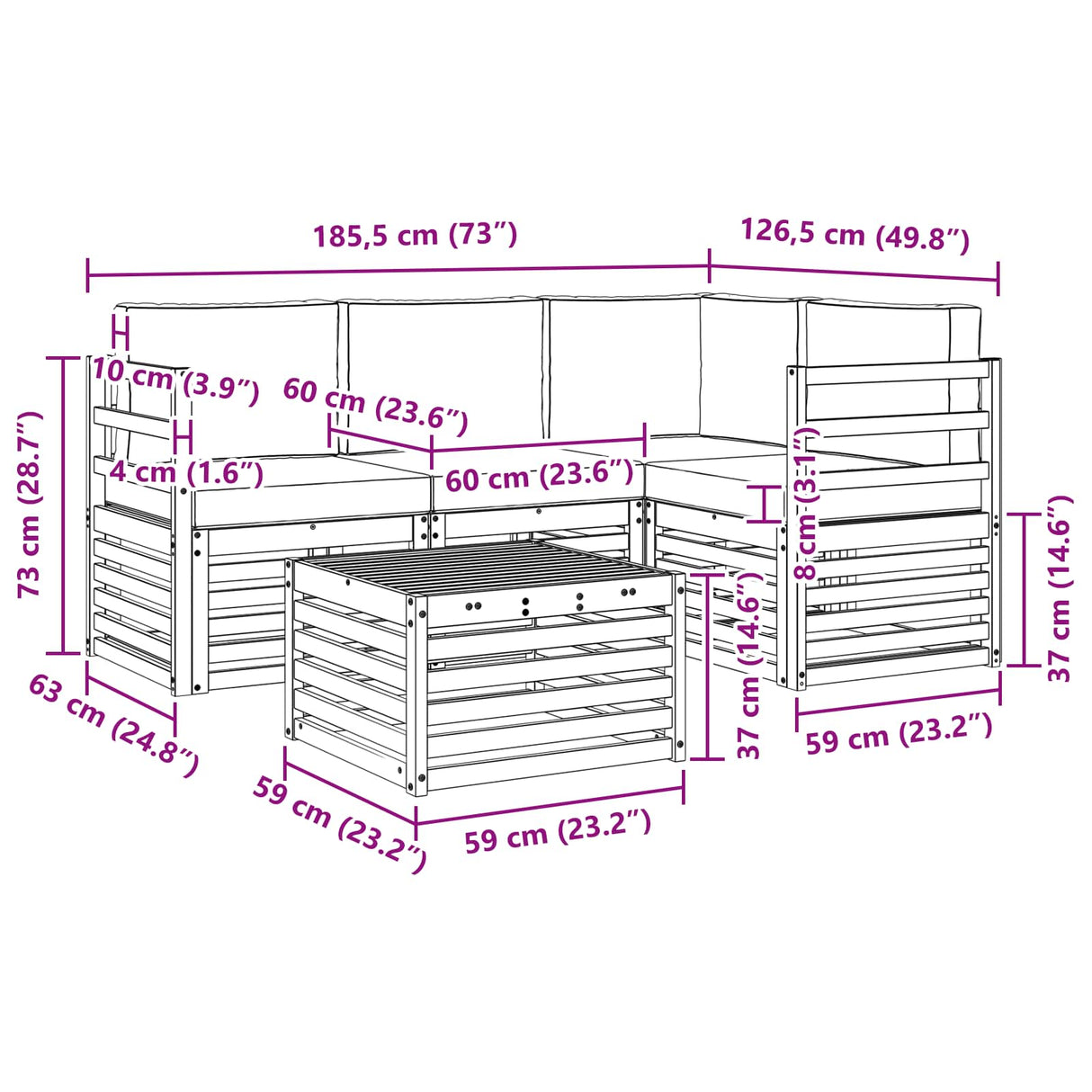 Outdoor Sofa Set with Cushion 5 pcs Natural and Anthracite