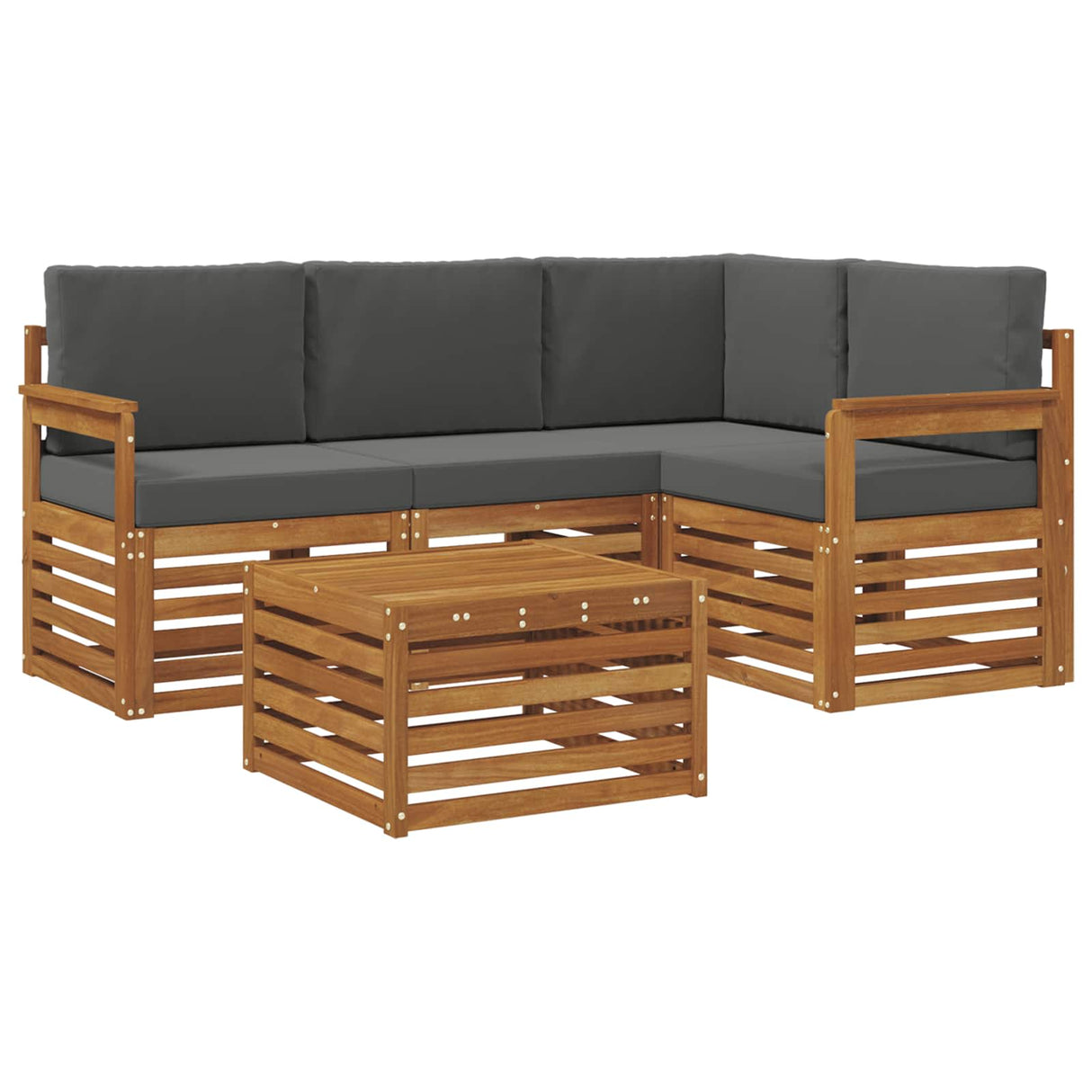 Outdoor Sofa Set with Cushion 5 pcs Natural and Anthracite