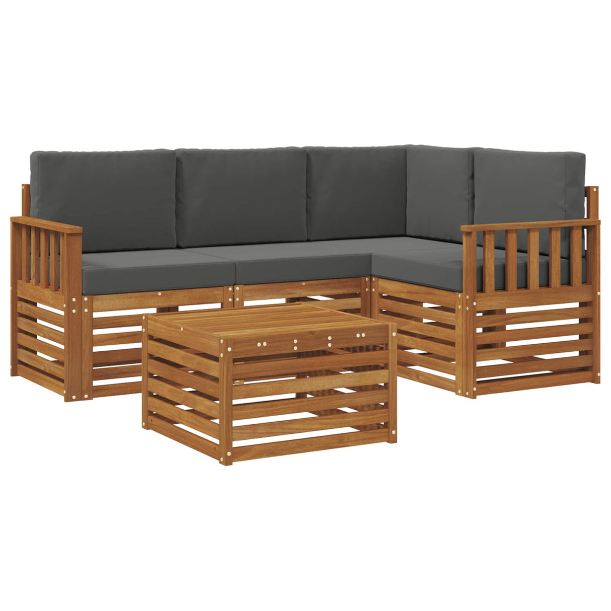 Outdoor Sofa Set with Cushion 5 pcs Natural and Anthracite