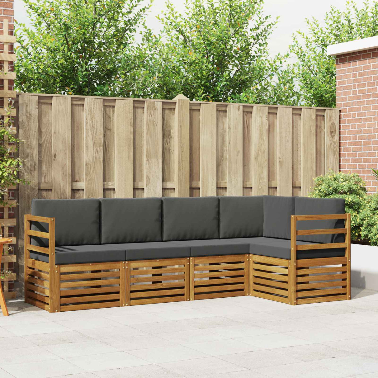 Outdoor Sofa Set 5 pcs Natural and Anthracite Polyester