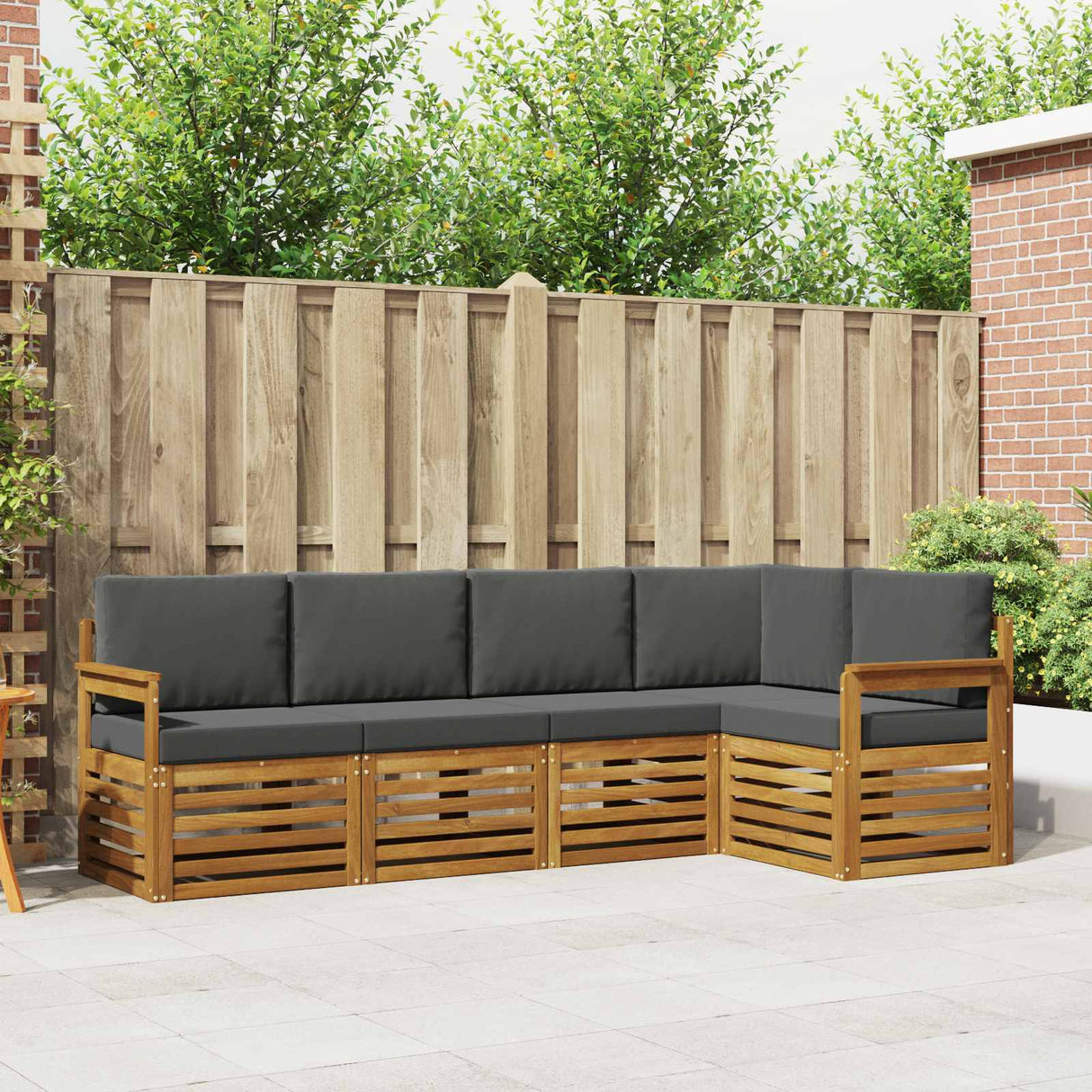 Outdoor Sofa Set 5 pcs Natural and Anthracite Polyester