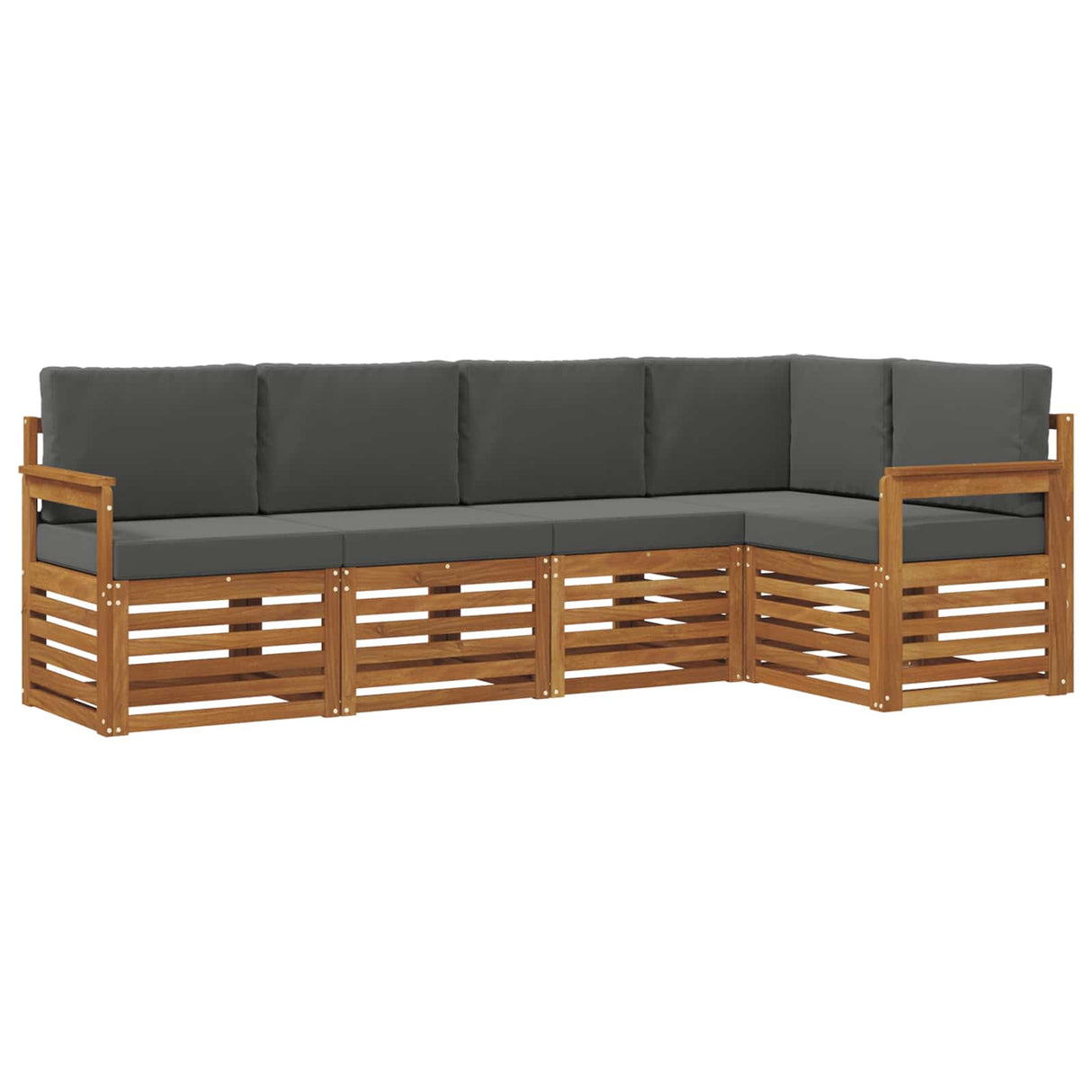Sectional Sofa Set with Cushion 5 pcs Natural and Anthracite