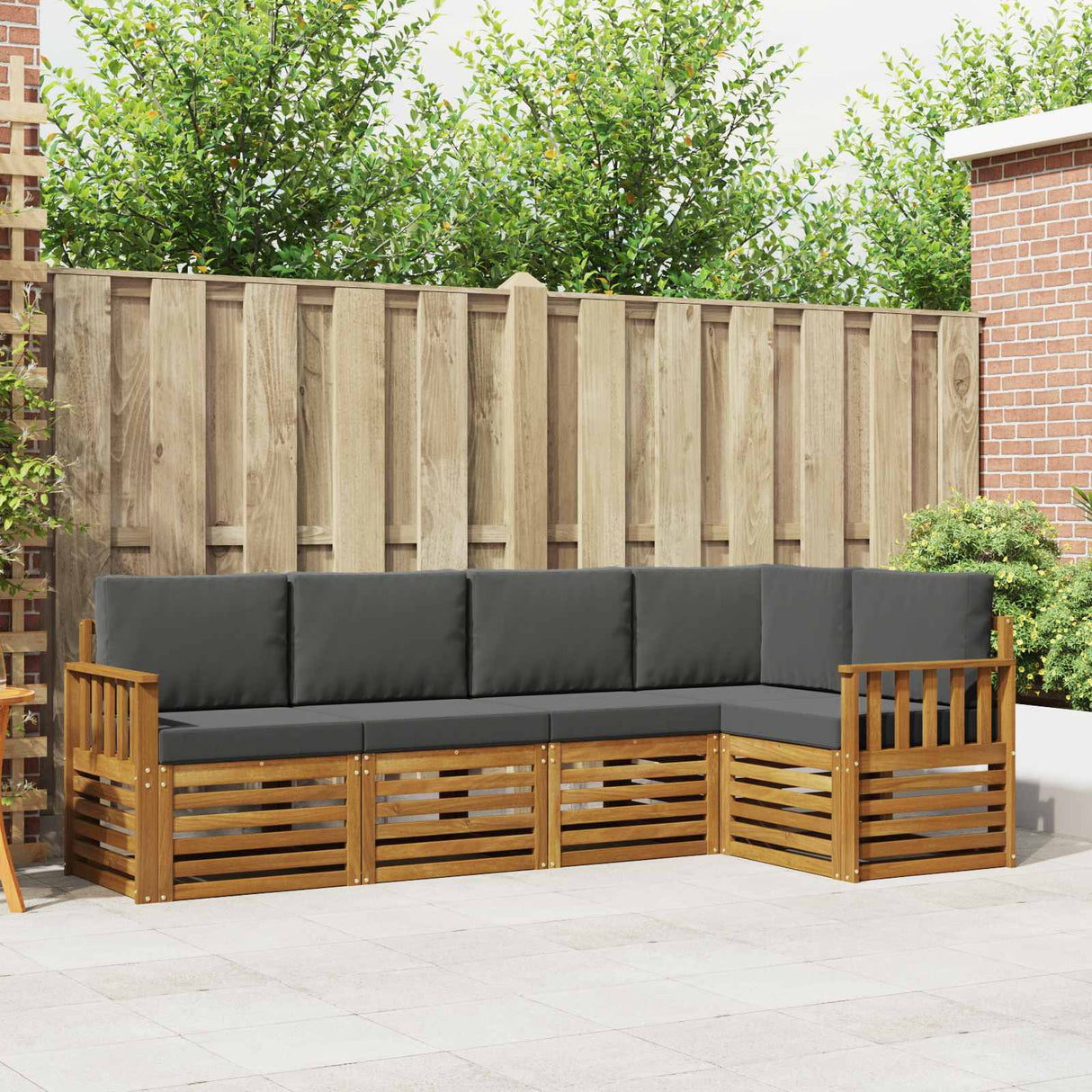 Outdoor Sofa Set 5 pcs Natural and Anthracite Polyester
