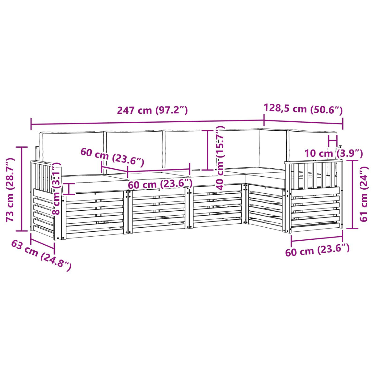 Outdoor Sofa Set 5 pcs Natural and Anthracite Polyester