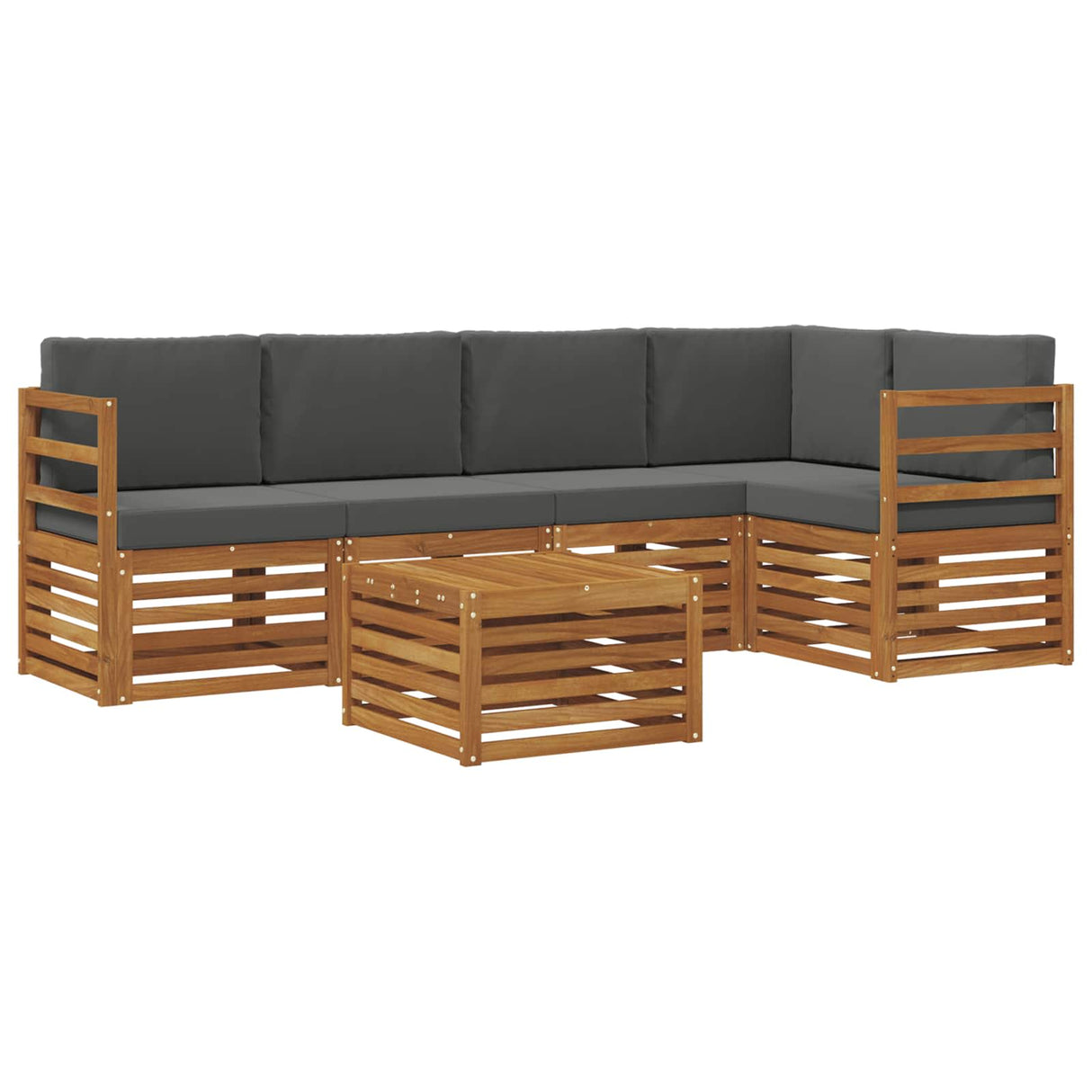 Sectional Sofa Set with Cushion 6 pcs Natural and Anthracite