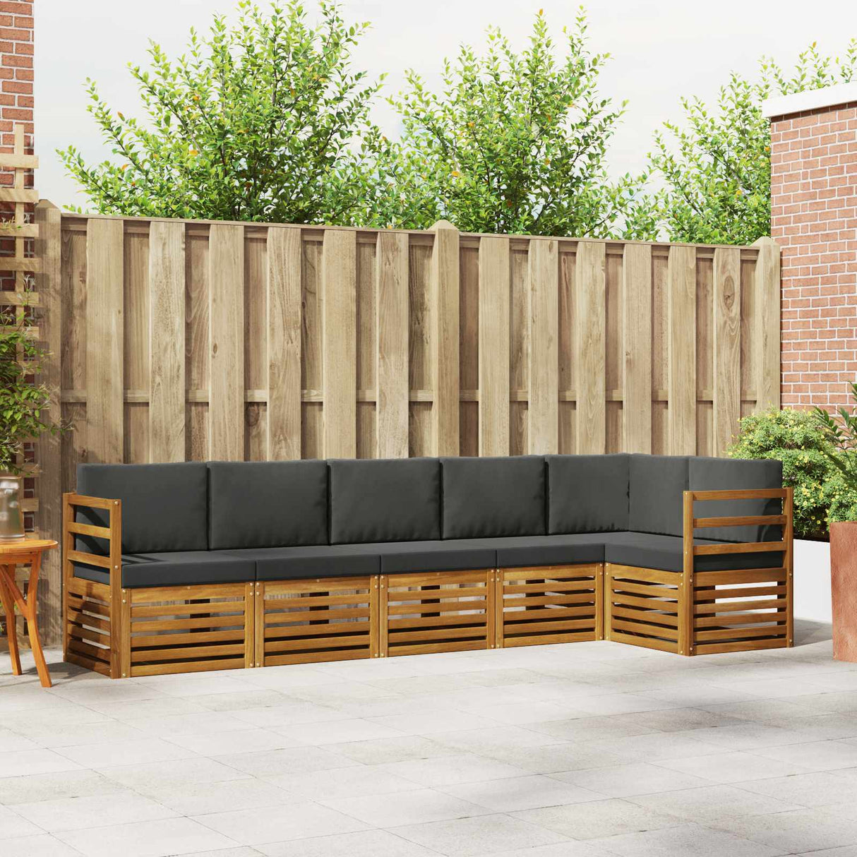 Outdoor Sofa Set 6 pcs Natural and Anthracite Polyester