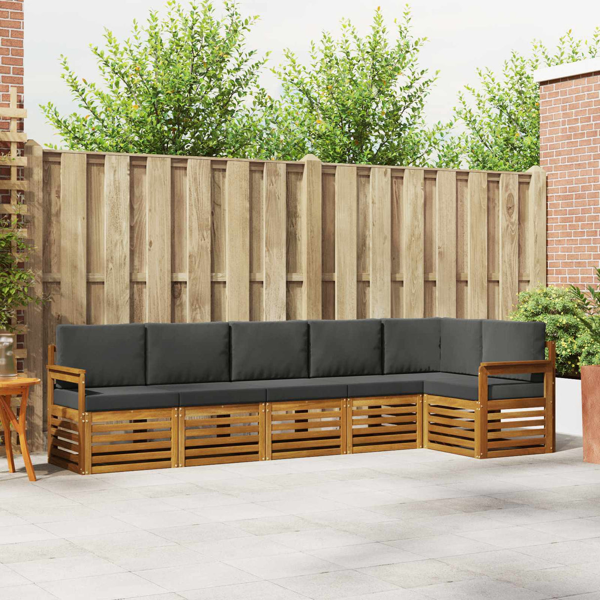 Outdoor Sofa Set 6 pcs Natural and Anthracite Polyester
