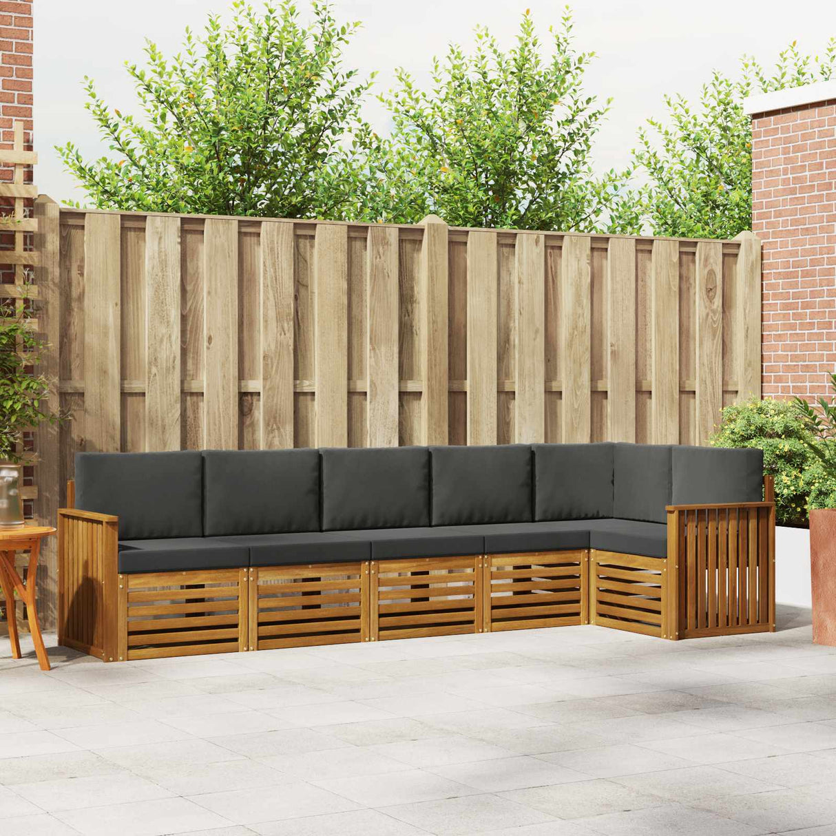Outdoor Sofa Set 6 pcs Natural and Anthracite Polyester