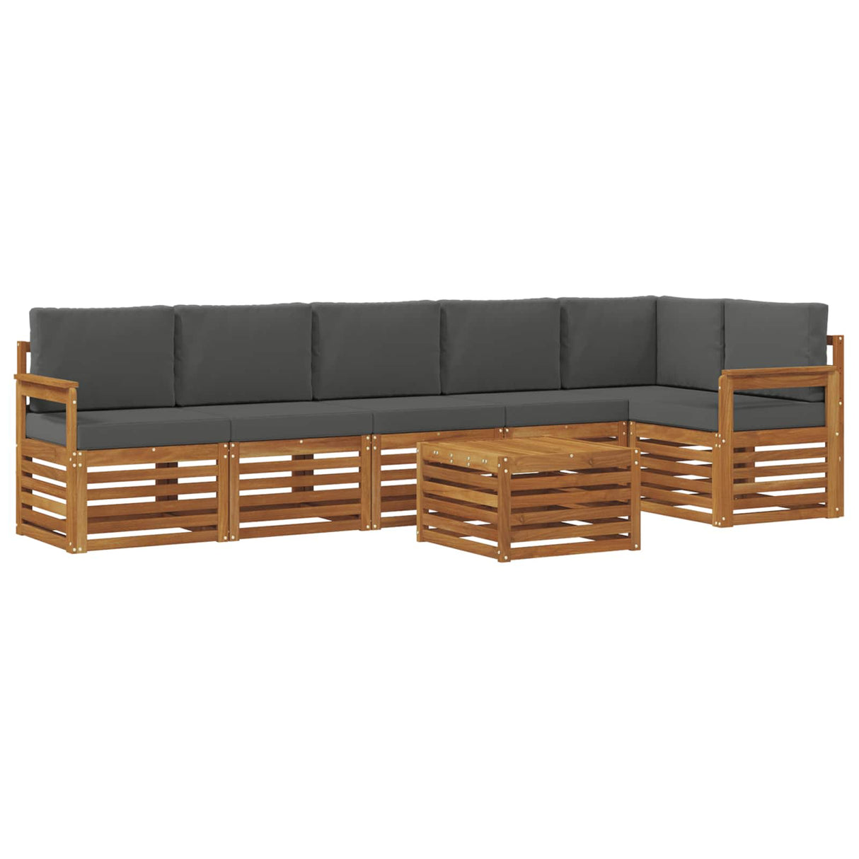 Outdoor Sofa Set 7 pcs Natural and Anthracite Polyester