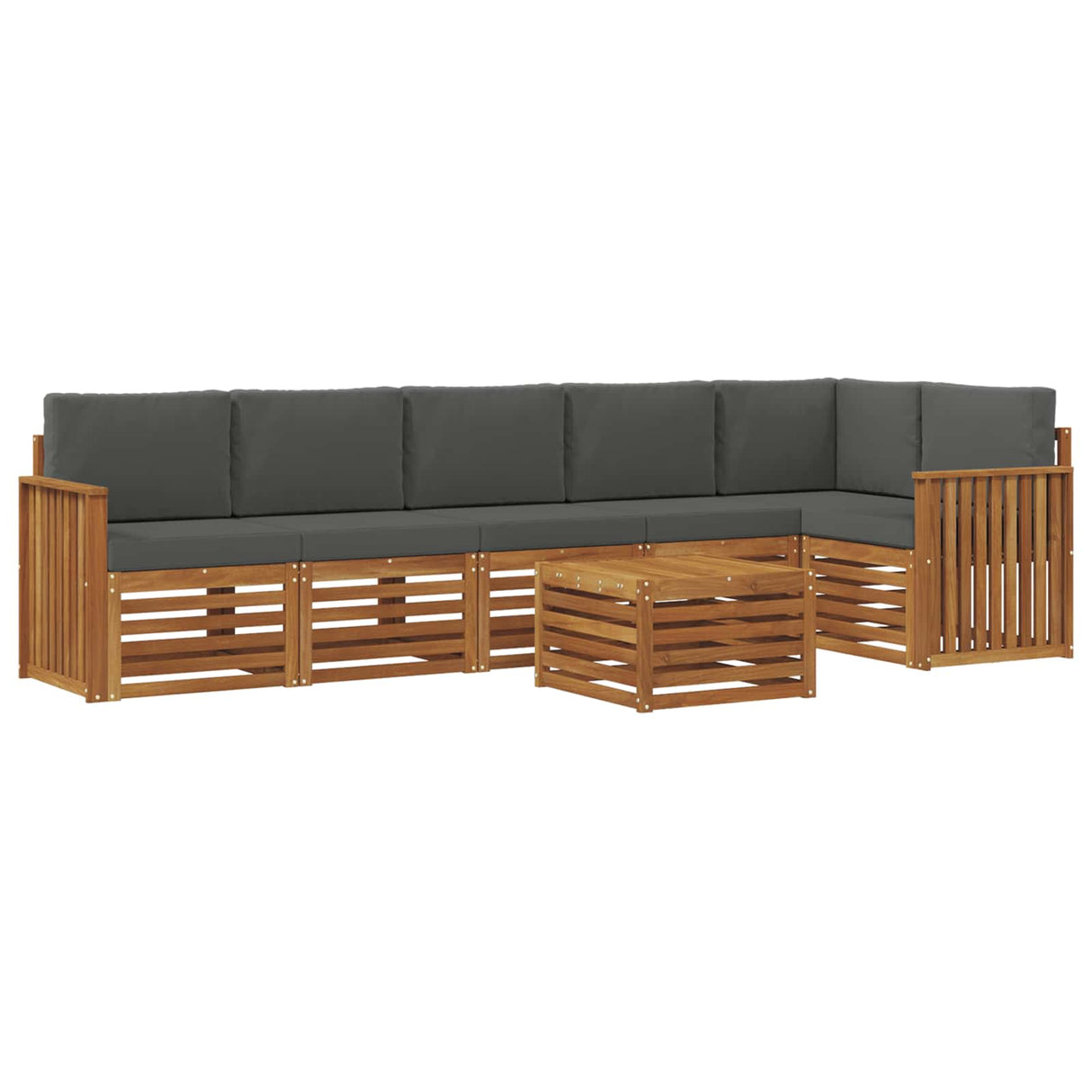 Outdoor Sofa Set 7 pcs Natural and Anthracite Polyester